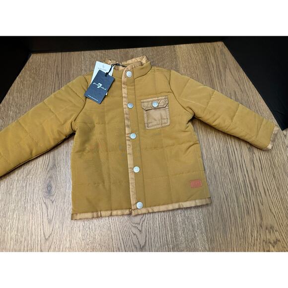 7 For All Mankind Other - NWT 7 For All Mankind Kids Quilted Snap Front Jacket Cognac Sz 24 Months